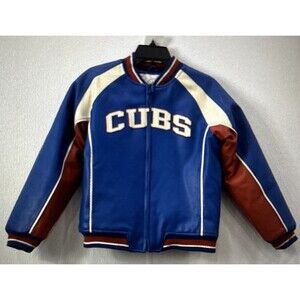 Chicago Cubs Vintage Men’s Faux Leather Jacket Size Large Varsity